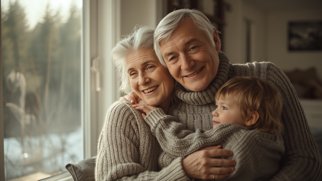 Bilde av eldre og familie sammen